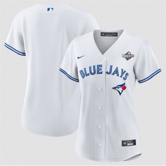 Women's Toronto Blue Jays Blank White 2025 World Series Home Cool Base Stitched Baseball Jersey(Run Small) - Ujersey