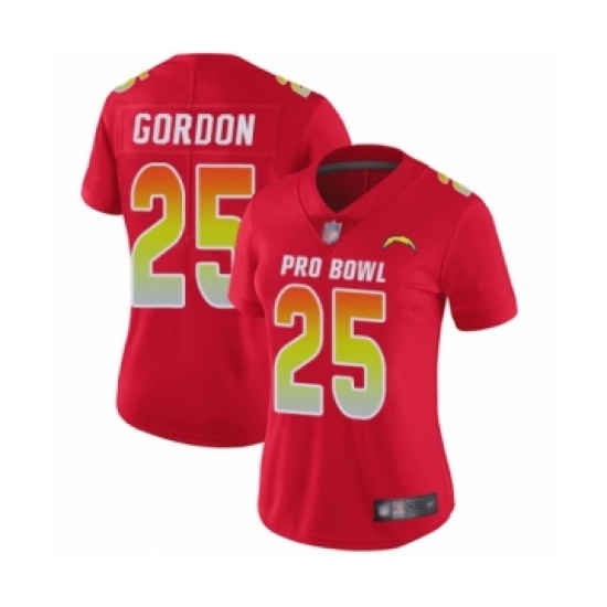 Women's Los Angeles Chargers #25 Melvin Gordon Limited Red AFC 2019 Pro Bowl Football Jersey - Ujersey