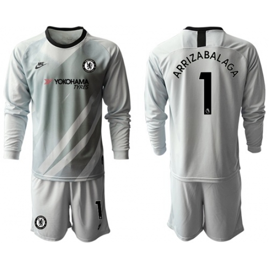 Chelsea #1 Arrizabalaga Grey Goalkeeper Long Sleeves Soccer Club Jersey