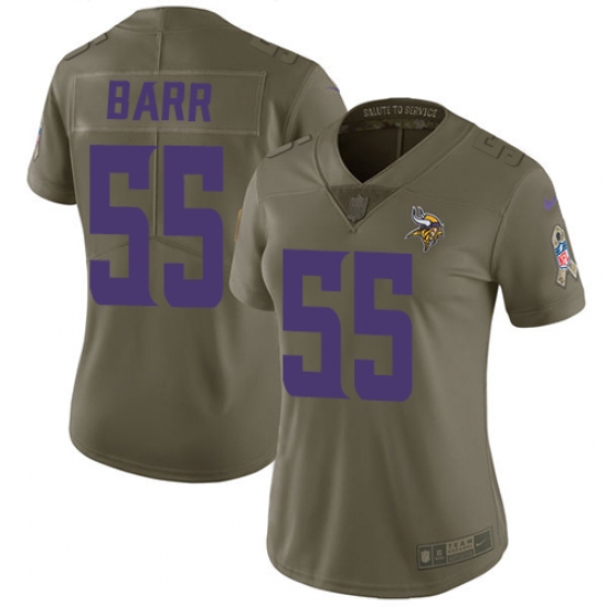 Women's Nike Minnesota Vikings #55 Anthony Barr Limited Olive 2017 Salute to Service NFL Jersey - Ujersey