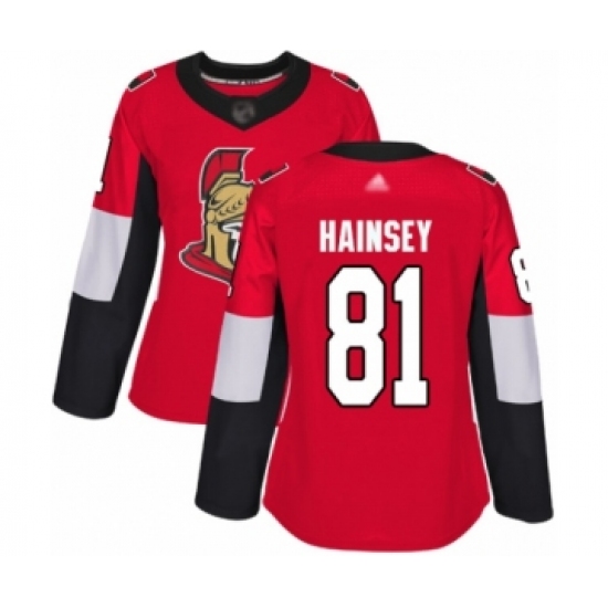 Women's Ottawa Senators #81 Ron Hainsey Authentic Red Home Hockey Jersey - Ujersey