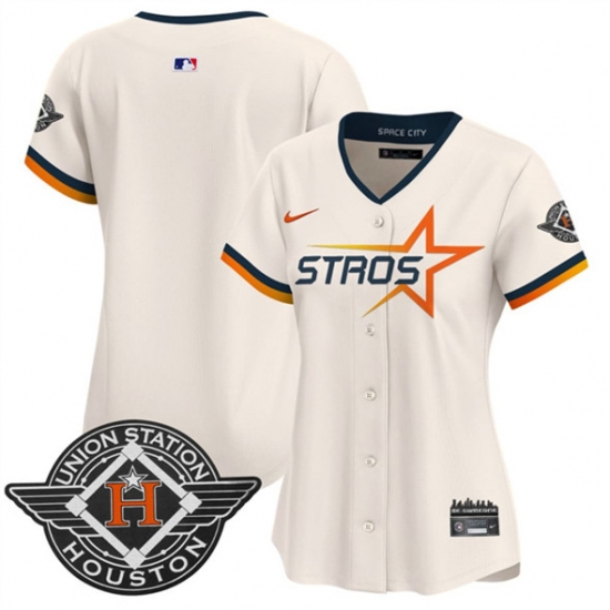 Women's Houston Astros Blank Cream 2025 City Connect Limited Stitched Baseball Jersey(Run Small) - Ujersey