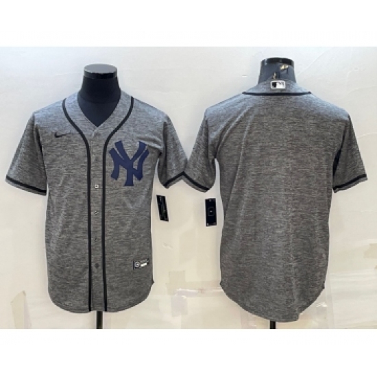 Men's New York Yankees Blank Grey Gridiron Cool Base Stitched Baseball Jersey - Ujersey