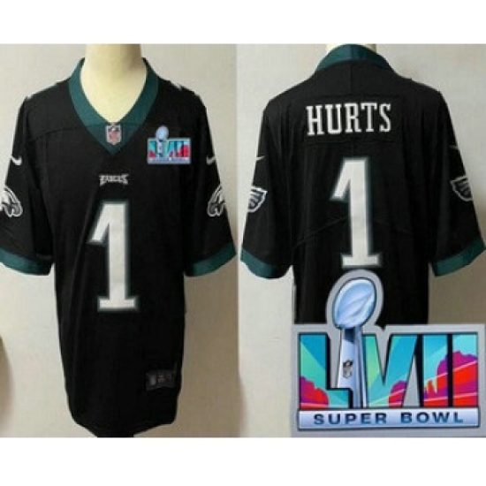 Youth Philadelphia Eagles #1 Jalen Hurts Limited Black Super Bowl LVII Vapor Jersey - Ujersey