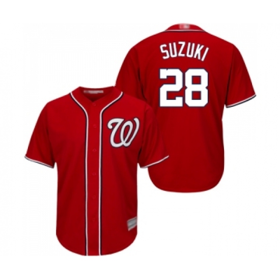Youth Washington Nationals #28 Kurt Suzuki Replica Red Alternate 1 Cool Base Baseball Jersey