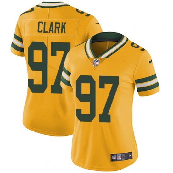 Women's Nike Green Bay Packers #97 Kenny Clark Limited Gold Rush Vapor Untouchable NFL Jersey - Ujersey