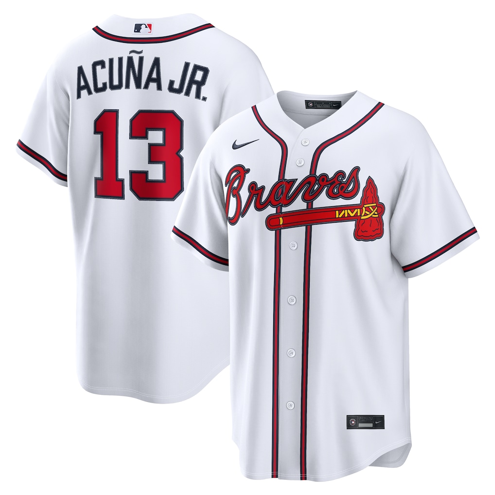 Men's Atlanta Braves Ronald Acuña Jr. Nike White Home Replica Jersey - Vujersey Los Angeles Rams