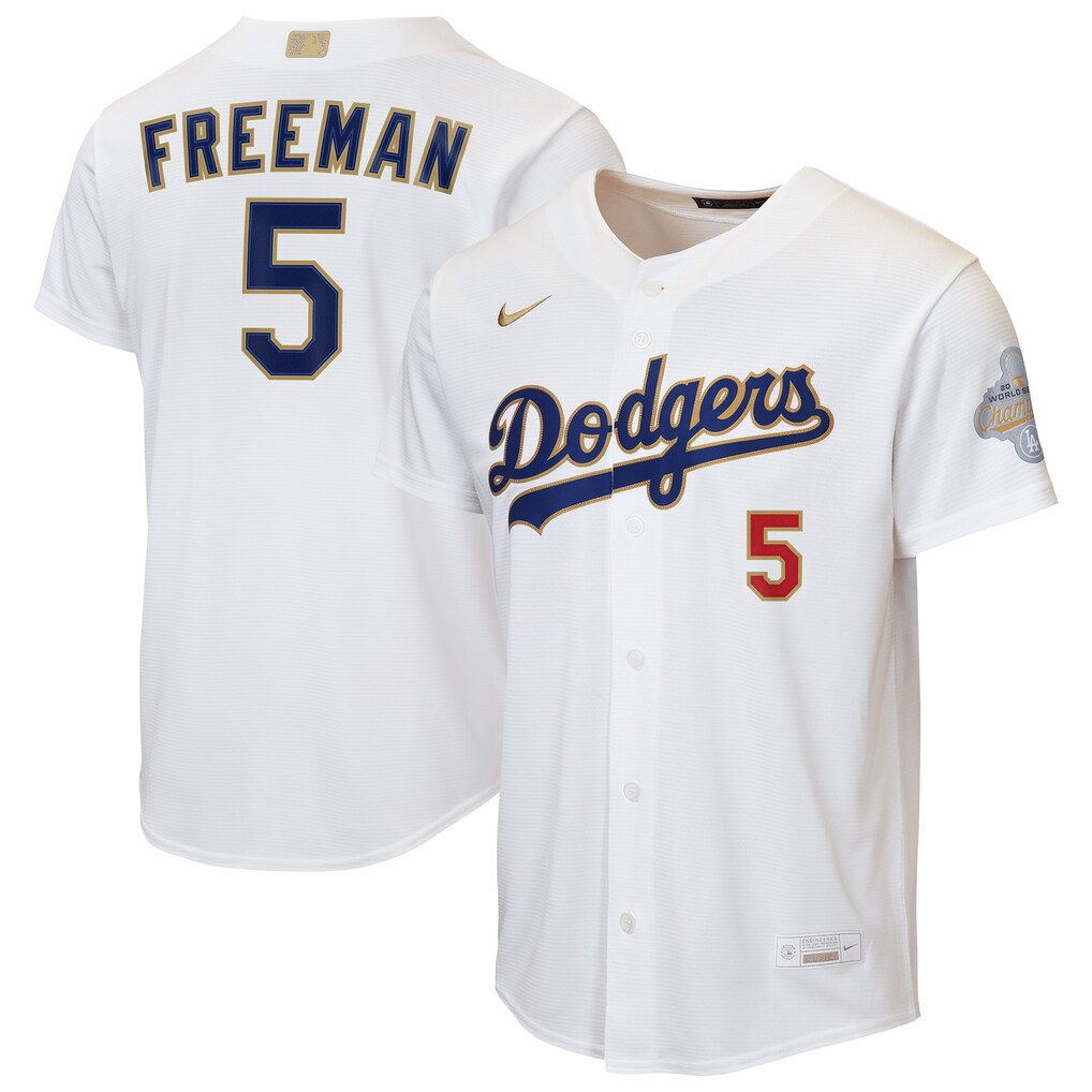 Youth Los Angeles Dodgers Freddie Freeman Nike White 2026 Gold Collection Home Replica Jersey - Ujersey Shop