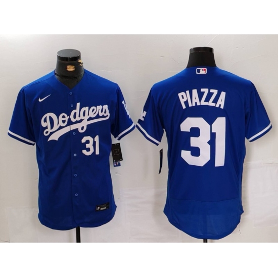 Men's Los Angeles Dodgers #31 Mike Piazza Number Blue Flex Base Stitched Baseball Jerseys - Ujersey