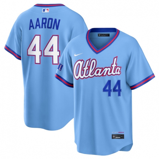 Men's Atlanta Braves #44 Hank Aaron Powder Blue 2026 City Connect Stadium Stitched Baseball Jersey - Ujersey