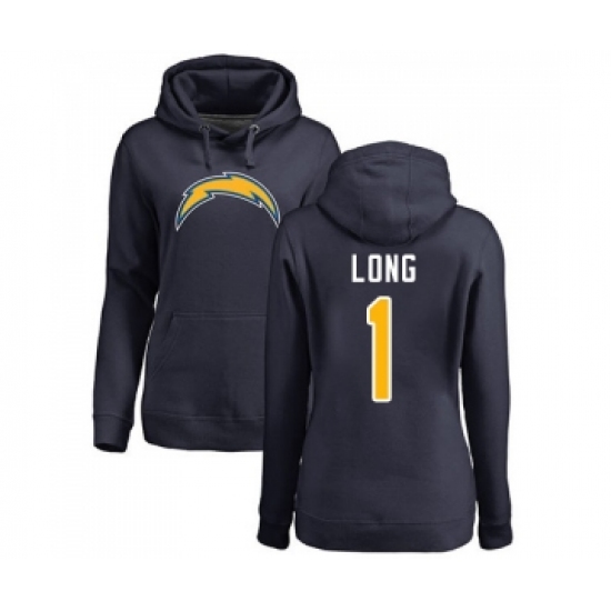 Football Women's Los Angeles Chargers #1 Ty Long Navy Blue Name & Number Logo Pullover Hoodie - Ujersey