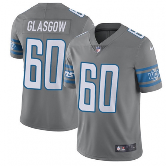 Men's Nike Detroit Lions #60 Graham Glasgow Elite Steel Rush Vapor Untouchable NFL Jersey - Ujersey