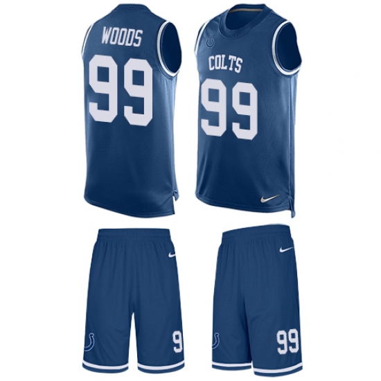 Men's Nike Indianapolis Colts #99 Al Woods Limited Royal Blue Tank Top Suit NFL Jersey - Ujersey