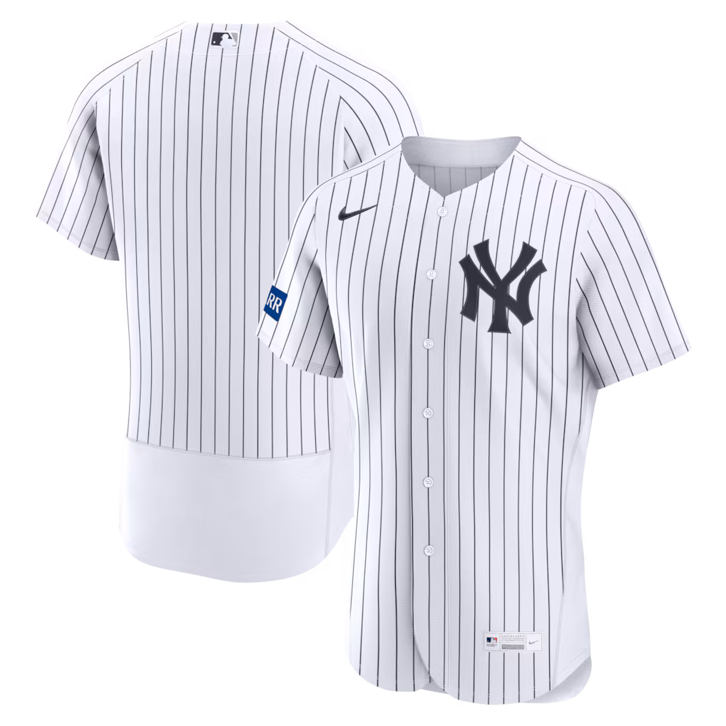 Men's New York Yankees Nike White Home Sponsor Patch Authentic Jersey - ujerseystore