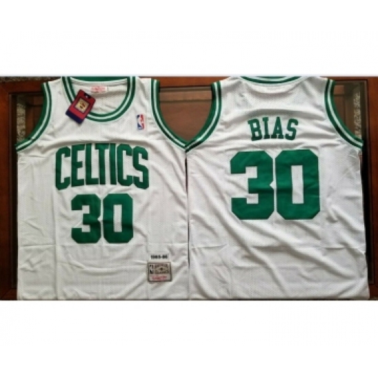 Men's Boston Celtics #30 Len Bias White Swingman Throwback Jersey - Ujersey