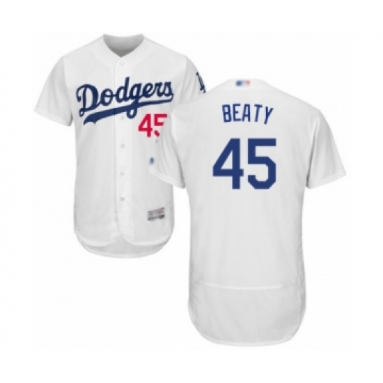 Men's Los Angeles Dodgers #45 Matt Beaty White Home Flex Base Authentic Collection Baseball Player Jersey - Ujersey