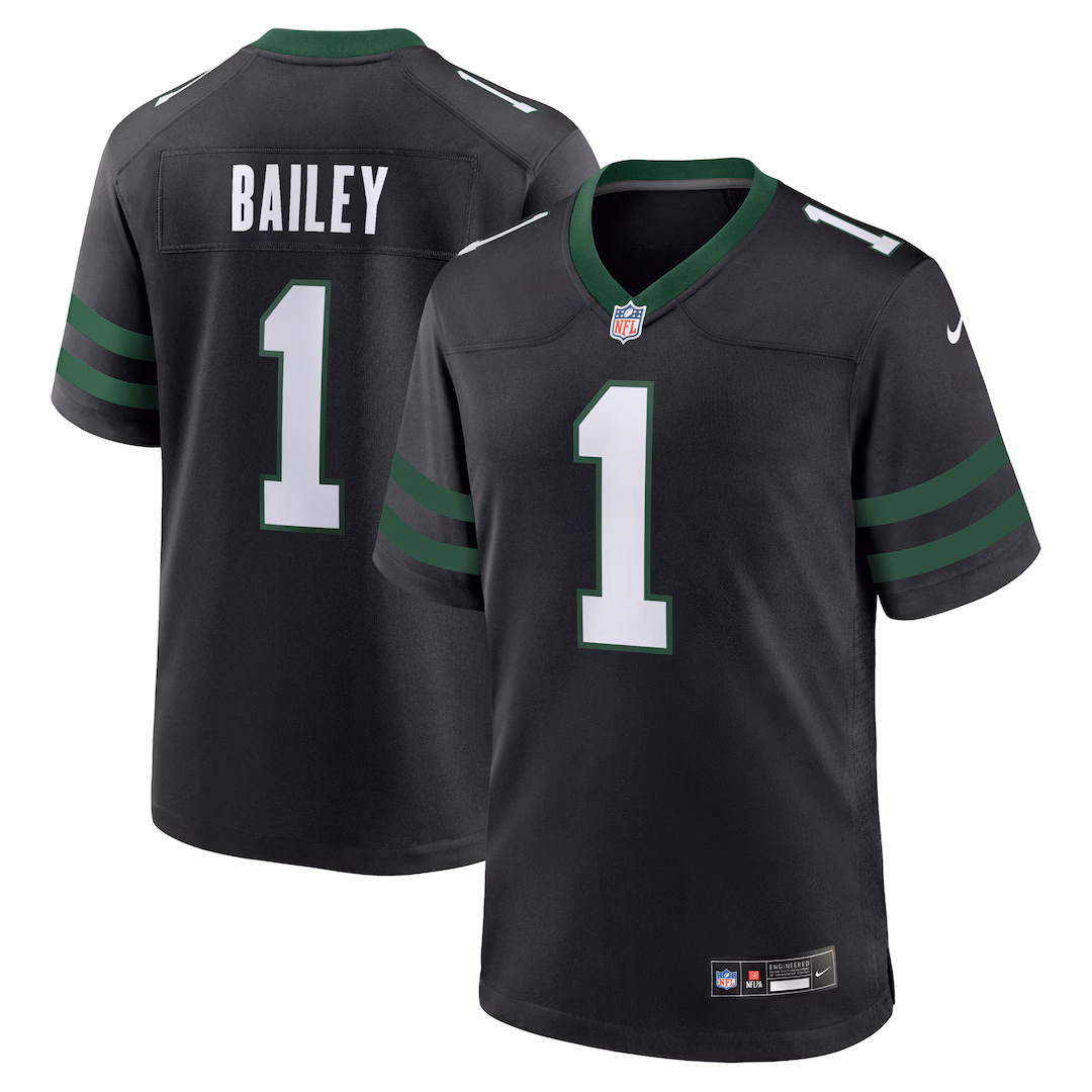 Men's New York Jets David Bailey Nike Legacy Black Alternate Game Player Jersey - Ujersey