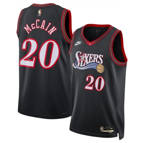Men's Philadelphia 76ers #20 Jared McCain Jared McCain Black 2025 Classic Edition Stitched Jersey - Ujersey