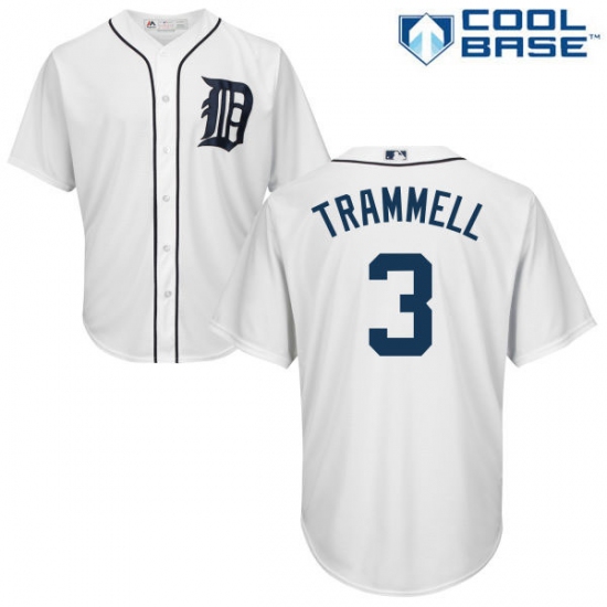 Youth Majestic Detroit Tigers #3 Alan Trammell Authentic White Home Cool Base MLB Jersey - Ujersey