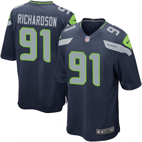 Men's Nike Seattle Seahawks #91 Sheldon Richardson Game Navy Blue Team Color NFL Jersey - Ujersey