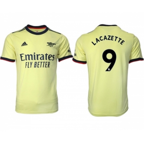 Arsenal F.C #9 Lacazette Yellow Away Soccer Jersey