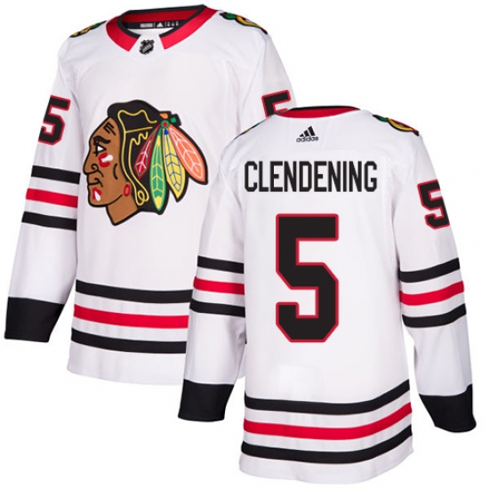 Youth Adidas Chicago Blackhawks #5 Adam Clendening Authentic White Away NHL Jersey - Ujersey