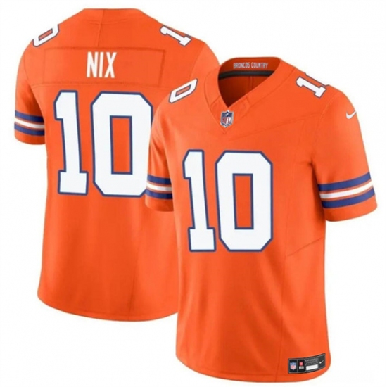 Men's Denver Broncos #10 Bo Nix Orange F.U.S.E. Mile High Collection 1977 Throwback Vapor Limited Football Stitched Jersey - Ujersey