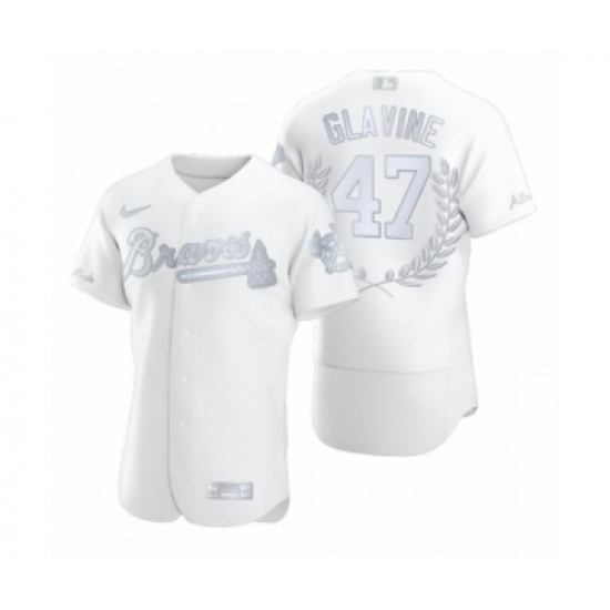 Men Tom Glavine #47 Atlanta Braves White Awards Collection NL Cy Young Jersey - Ujersey