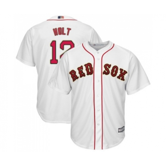 Youth Boston Red Sox #12 Brock Holt Authentic White 2019 Gold Program Cool Base Baseball Jersey - Ujersey