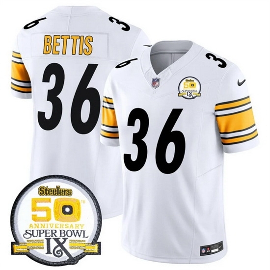 Men's Pittsburgh Steelers #36 Jerome Bettis White 2024 F U S E 50th Anniversary Of Super Bowl IX Alternate Vapor Untouchable Limited Stitched Jersey