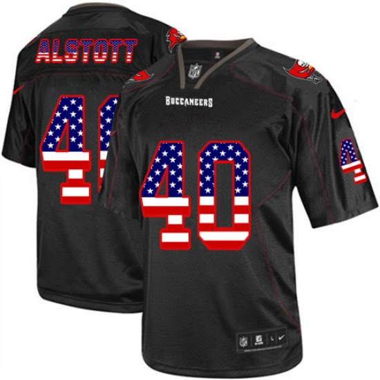 Men's Nike Tampa Bay Buccaneers #40 Mike Alstott Elite Black USA Flag Fashion NFL Jersey - Ujersey