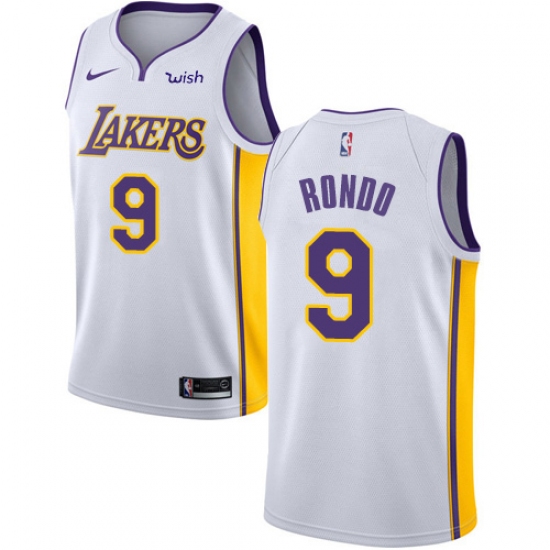 Women's Nike Los Angeles Lakers #9 Rajon Rondo Swingman White NBA Jersey - Association Edition - Ujersey
