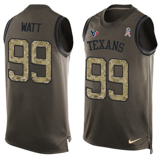Men's Nike Houston Texans #99 J.J. Watt Limited Green Salute to Service Tank Top NFL Jersey - Ujersey
