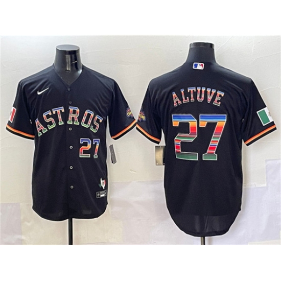 Men's Houston Astros #27 Jose Altuve Black Mexico With World Serise Champions Cool Base Stitched Baseball Jersey - Ujersey