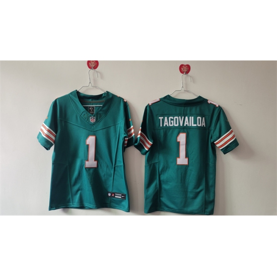 Women's Miami Dolphins #1 Tua Tagovailoa Aqua F.U.S.E Vapor Untouchable Stitched Jersey(Run Small) - Ujersey