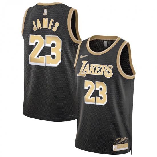 Men's Los Angeles Lakers #23 LeBron James Black Gold 2024 Select Series Stitched Jersey - Ujersey