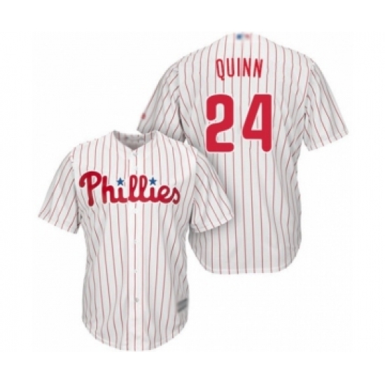 Youth Philadelphia Phillies #24 Roman Quinn Authentic White Red Strip Home Cool Base Baseball Player Jersey