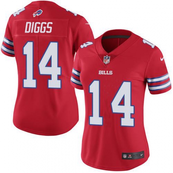Women's Buffalo Bills #14 Stefon Diggs Red Stitched Limited Rush Jersey - Ujersey