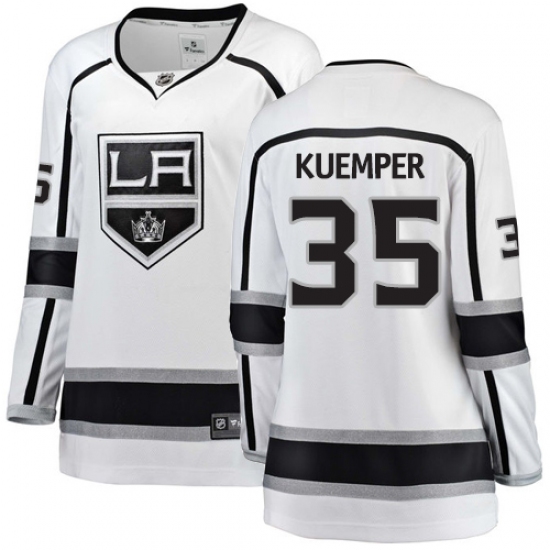 Women's Los Angeles Kings #35 Darcy Kuemper Authentic White Away Fanatics Branded Breakaway NHL Jersey