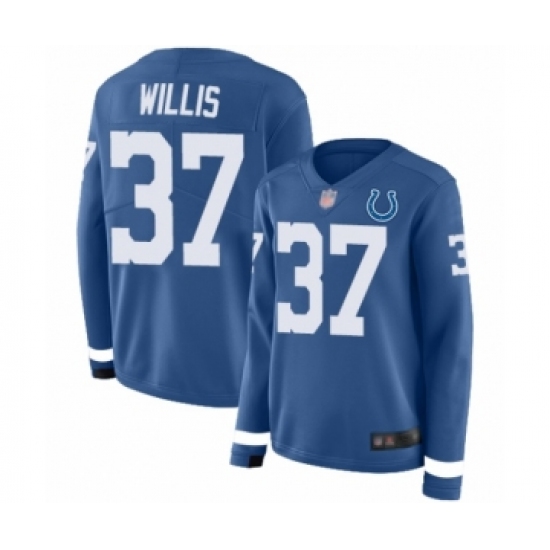 Women's Indianapolis Colts #37 Khari Willis Limited Blue Therma Long Sleeve Football Jersey - Ujersey