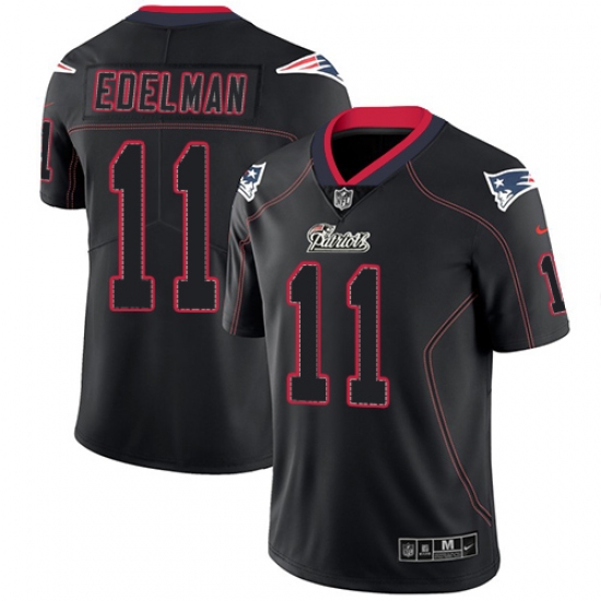 Men's Nike New England Patriots #11 Julian Edelman Limited Lights Out Black Rush NFL Jersey - Ujersey