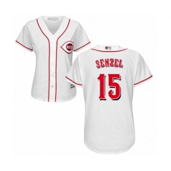 Women's Cincinnati Reds #15 Nick Senzel Authentic White Home Cool Base Baseball Jersey - Ujersey