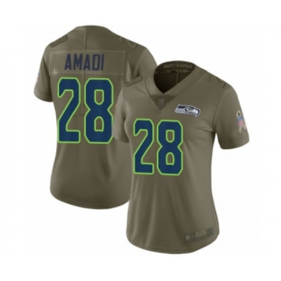 Women's Seattle Seahawks #28 Ugo Amadi Limited Olive 2017 Salute to Service Football Jersey - Ujersey