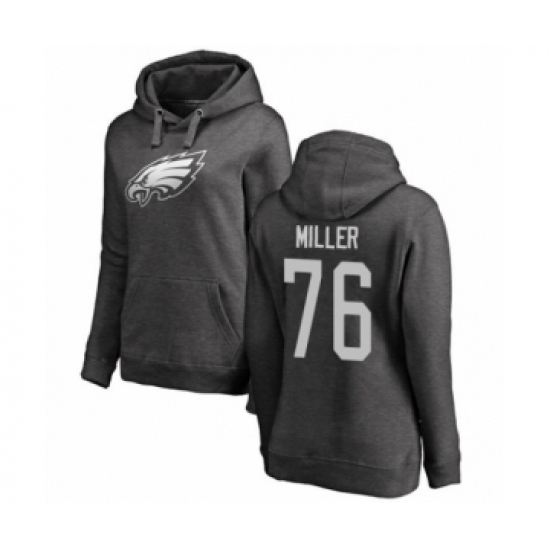 Women's Philadelphia Eagles #76 Shareef Miller Ash One Color Pullover Hoodie - Ujersey