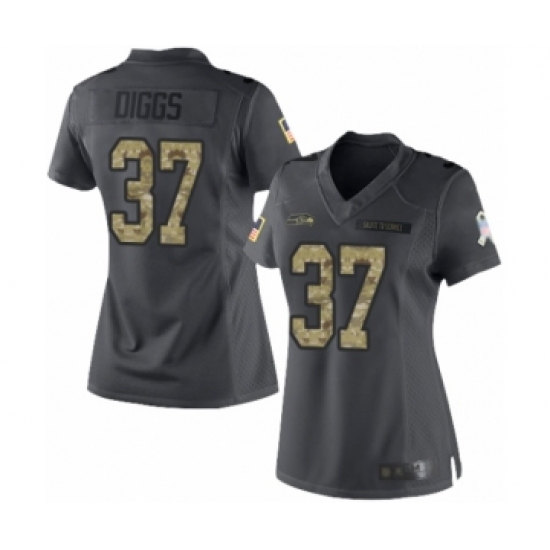 Women's Seattle Seahawks #37 Quandre Diggs Limited Black 2016 Salute to Service Football Jersey - Ujersey