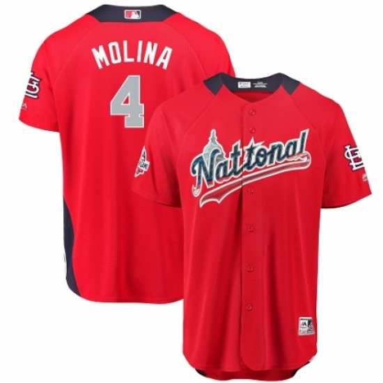 Men's Majestic St. Louis Cardinals #4 Yadier Molina Game Red National League 2018 MLB All-Star MLB Jersey - Ujersey