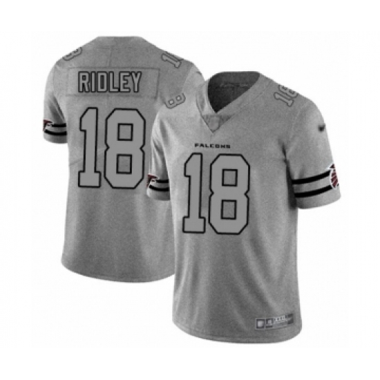 Men's Atlanta Falcons #18 Calvin Ridley Limited Gray Team Logo Gridiron Football Jersey - Ujersey