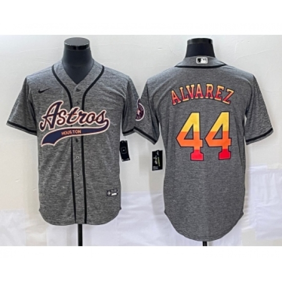 Men's Houston Astros #44 Yordan Alvarez Grey Gridiron Cool Base Stitched Baseball Jersey - Ujersey