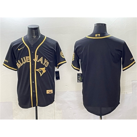 Men's Toronto Blue Jays Blank Black Gold Cool Base Stitched Jersey - Ujersey
