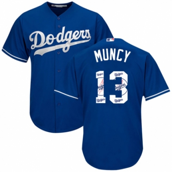 Men's Majestic Los Angeles Dodgers #13 Max Muncy Authentic Royal Blue Team Logo Fashion Cool Base MLB Jersey - Ujersey